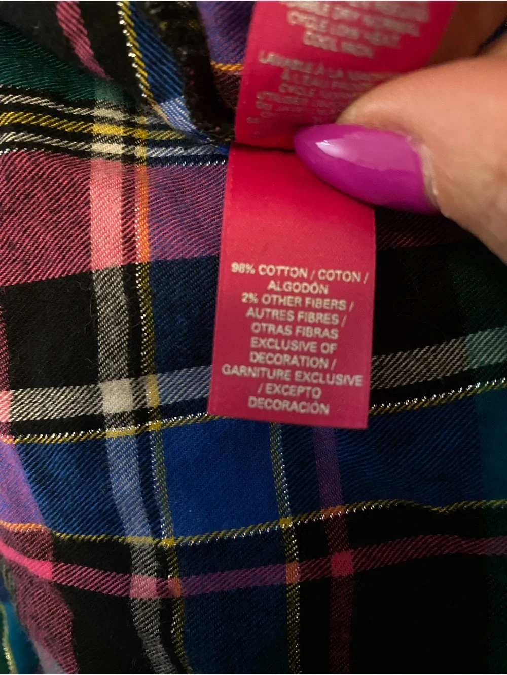 Victoria's Secret Plaid Button-Up PJ Jacket in Vibrant Pink, Green & Blue